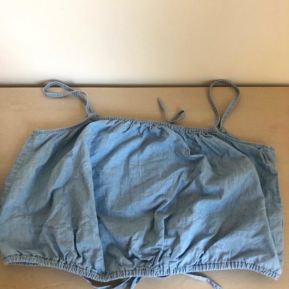Madewell Chambray Bubble Crop Top - Picture 2 of 11
